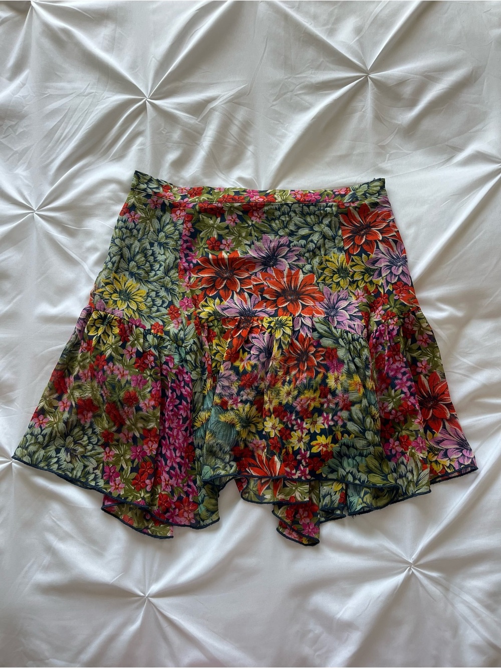 Urban Outfitters Tropical Floral Chiffon Ruffle Mini Skirt